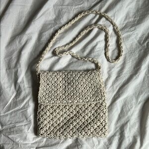 Woven natural fiber bohemian crossbody purse